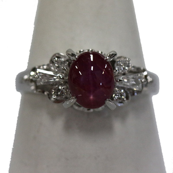 Pt900 プラチナ スターサファイア1.93ct ダイヤ0.23ct リング 指輪 レディース 12.5号 【中古】