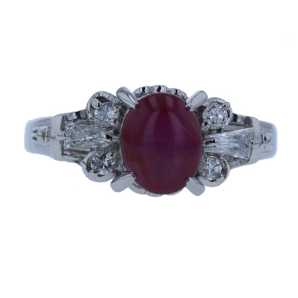 Pt900 プラチナ スターサファイア1.93ct ダイヤ0.23ct リング 指輪 レディース 12.5号 【中古】