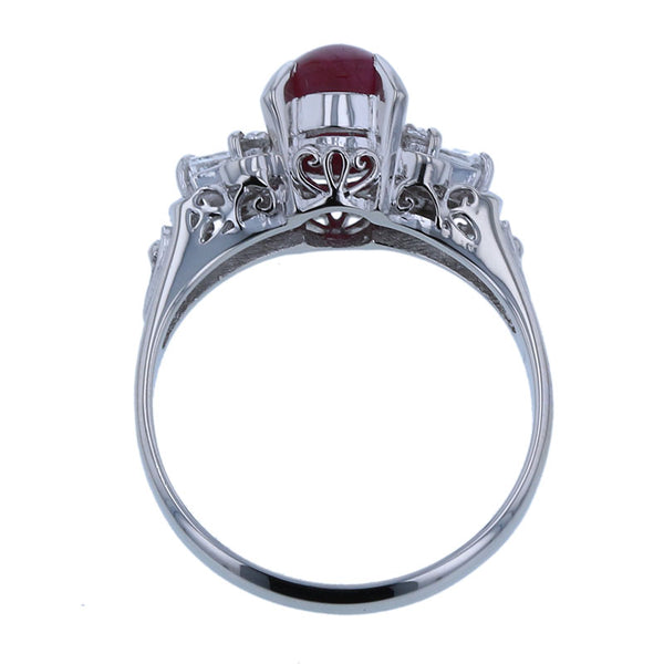 Pt900 プラチナ スターサファイア1.93ct ダイヤ0.23ct リング 指輪 レディース 12.5号 【中古】