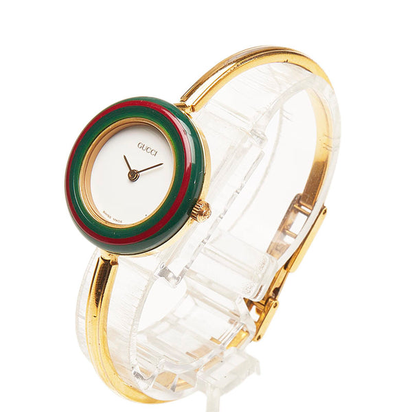 グッチ チェンジヘゼル　12色 腕時計 11/12.2 クオーツ ホワイト文字盤 メッキ レディース GUCCI 【中古】