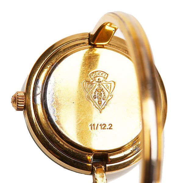 グッチ チェンジヘゼル　12色 腕時計 11/12.2 クオーツ ホワイト文字盤 メッキ レディース GUCCI 【中古】