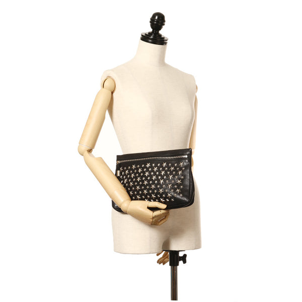 ジミーチュウ スタースタッズ クラッチバッグ ブラック レザー レディース JIMMY CHOO 【中古】
