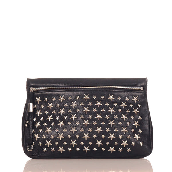 ジミーチュウ スタースタッズ クラッチバッグ ブラック レザー レディース JIMMY CHOO 【中古】