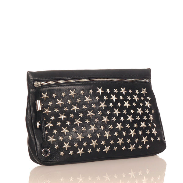 ジミーチュウ スタースタッズ クラッチバッグ ブラック レザー レディース JIMMY CHOO 【中古】