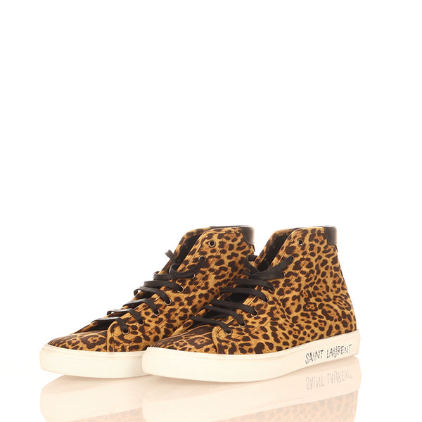 サンローラン レオパード ブラウン キャンバス スニーカー メンズ SAINT LAURENT 【中古】