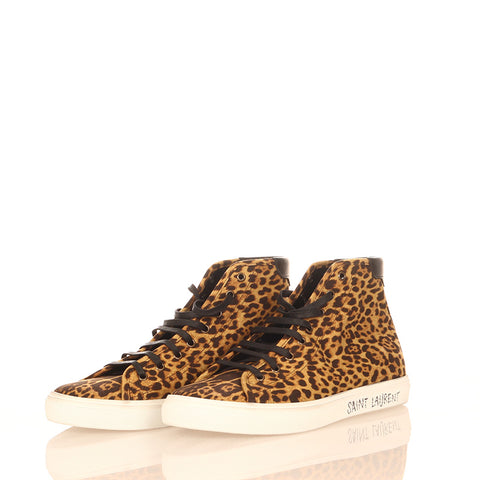 サンローラン レオパード ブラウン キャンバス スニーカー メンズ SAINT LAURENT 【中古】
