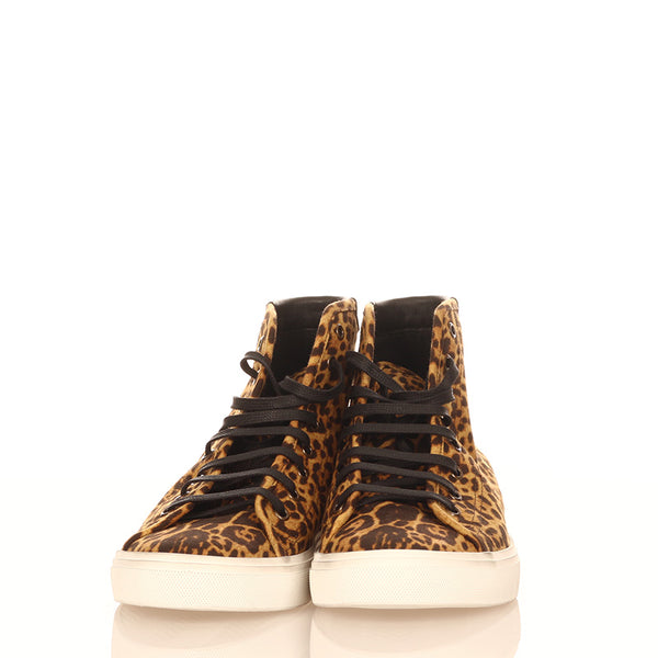 サンローラン レオパード ブラウン キャンバス スニーカー メンズ SAINT LAURENT 【中古】