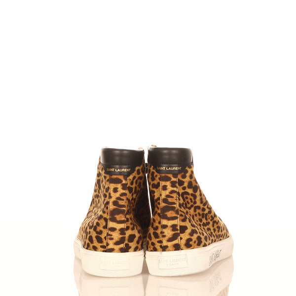サンローラン レオパード ブラウン キャンバス スニーカー メンズ SAINT LAURENT 【中古】