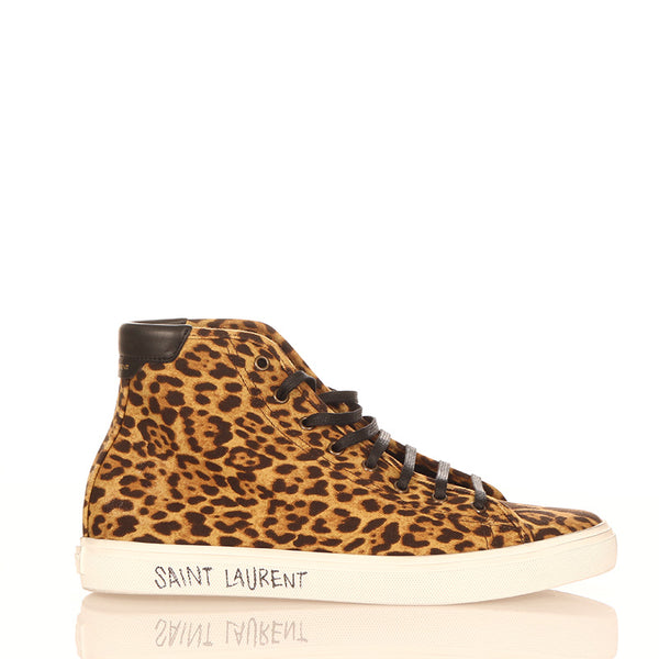 サンローラン レオパード ブラウン キャンバス スニーカー メンズ SAINT LAURENT 【中古】