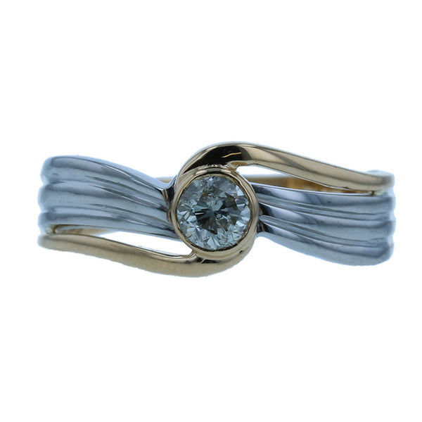 ハーフコンビ ダイヤ0.25ct コンビ リング 指輪 レディース 11.5号 【中古】