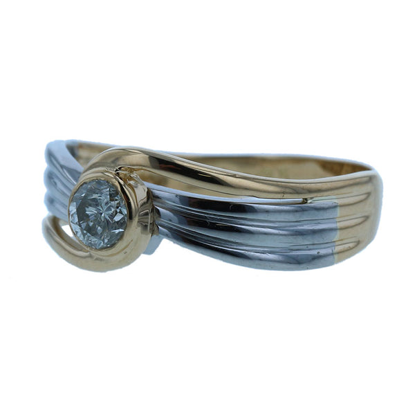 ハーフコンビ ダイヤ0.25ct コンビ リング 指輪 レディース 11.5号 【中古】