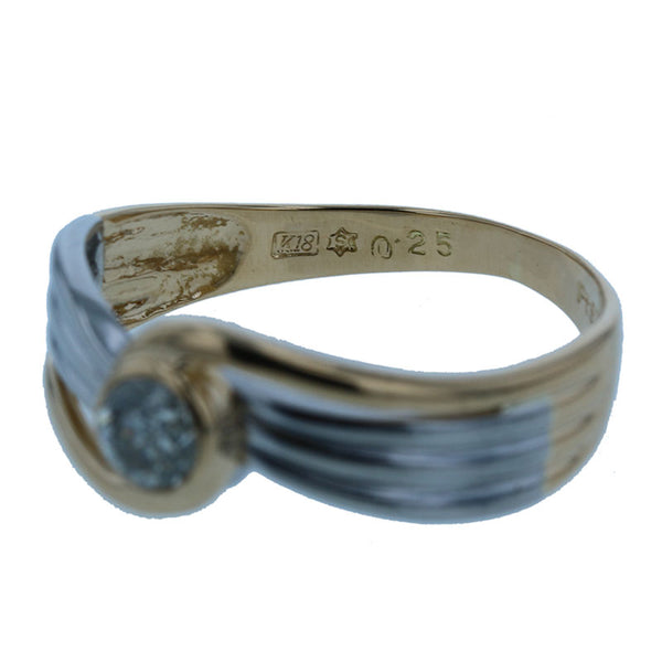ハーフコンビ ダイヤ0.25ct コンビ リング 指輪 レディース 11.5号 【中古】