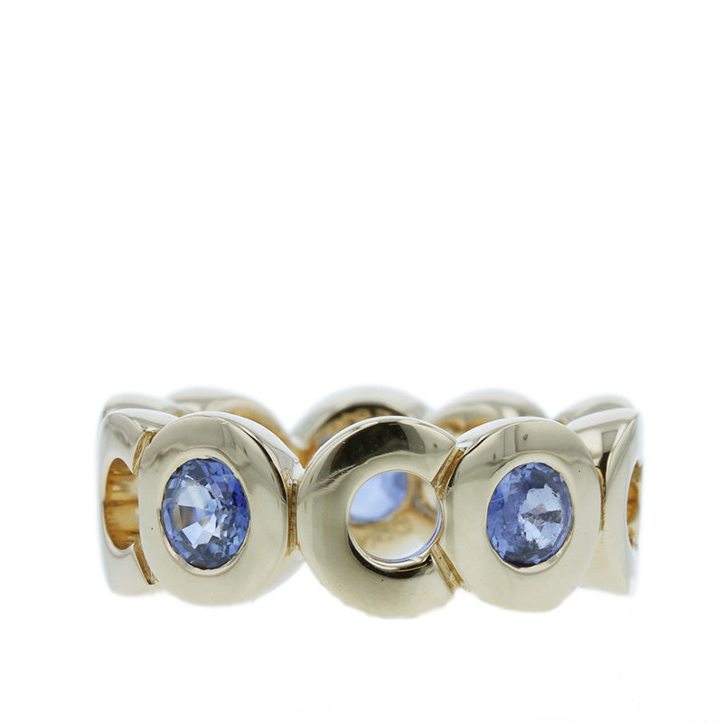 シャネル K18YG イエローゴールド ココサファイア 5P リング 指輪 レディース CHANEL 13.5号 【中古】