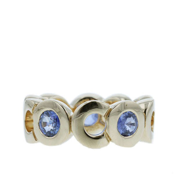 シャネル K18YG イエローゴールド ココサファイア 5P リング 指輪 レディース CHANEL 13.5号 【中古】