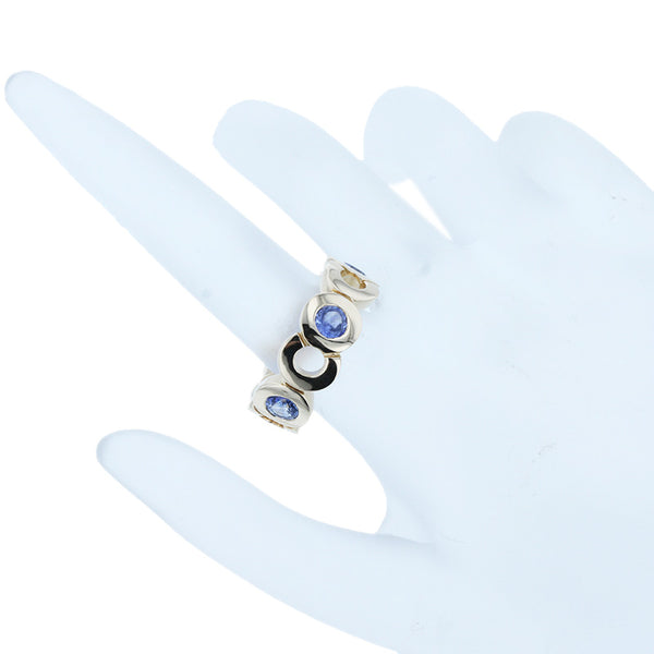 シャネル K18YG イエローゴールド ココサファイア 5P リング 指輪 レディース CHANEL 13.5号 【中古】