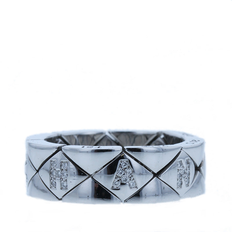 シャネル K18WG ホワイトゴールド マトラッセ リング 指輪 レディース CHANEL 14.5号 【中古】