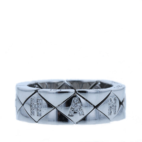 シャネル K18WG ホワイトゴールド マトラッセ リング 指輪 レディース CHANEL 14.5号 【中古】