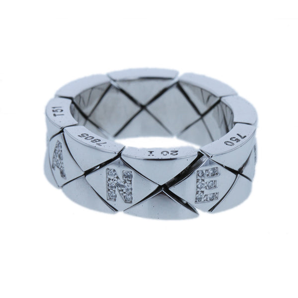 シャネル K18WG ホワイトゴールド マトラッセ リング 指輪 レディース CHANEL 14.5号 【中古】