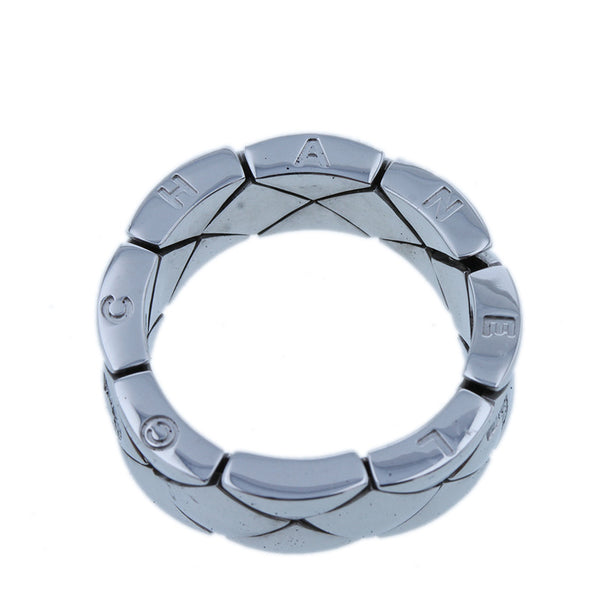 シャネル K18WG ホワイトゴールド マトラッセ リング 指輪 レディース CHANEL 14.5号 【中古】
