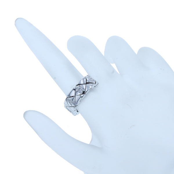 シャネル K18WG ホワイトゴールド マトラッセ リング 指輪 レディース CHANEL 14.5号 【中古】
