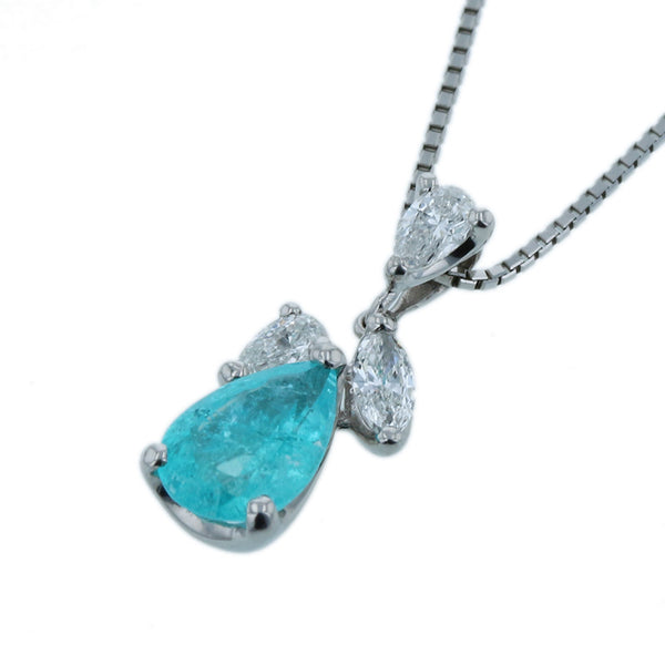Pt900 プラチナ Pt850 プラチナ パライバトルマリン1.219ct ダイヤ0.40ct ネックレス レディース 【中古】