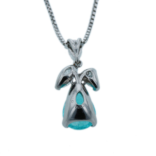 Pt900 プラチナ Pt850 プラチナ パライバトルマリン1.219ct ダイヤ0.40ct ネックレス レディース 【中古】