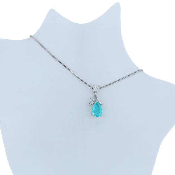 Pt900 プラチナ Pt850 プラチナ パライバトルマリン1.219ct ダイヤ0.40ct ネックレス レディース 【中古】