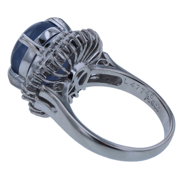 Pt900 プラチナ スターサファイア8.48ct ダイヤ0.75ct リング 指輪 レディース 12号 【中古】