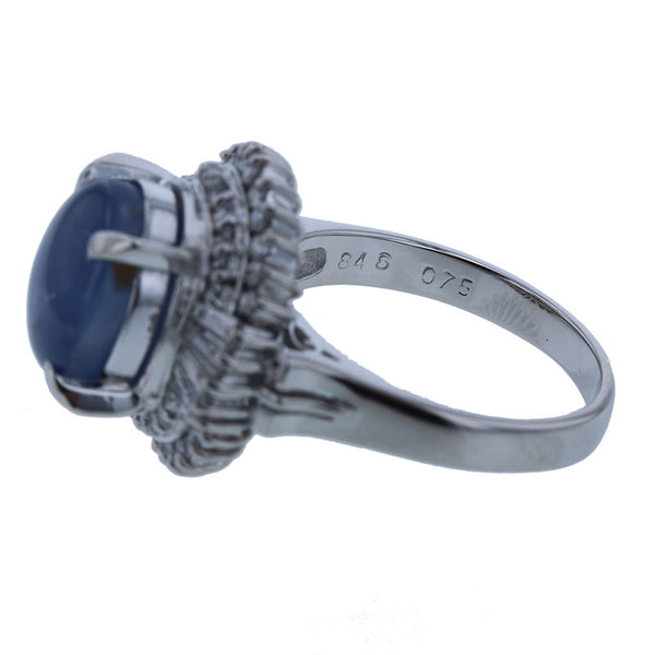 Pt900 プラチナ スターサファイア8.48ct ダイヤ0.75ct リング 指輪 レディース 12号 【中古】