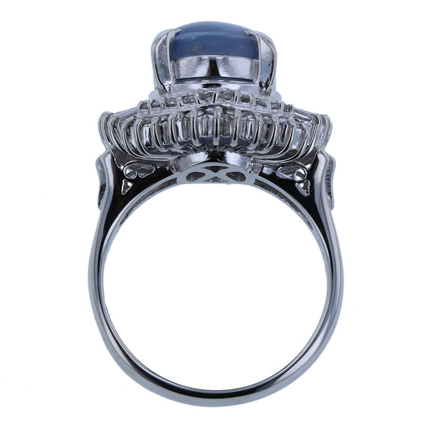 Pt900 プラチナ スターサファイア8.48ct ダイヤ0.75ct リング 指輪 レディース 12号 【中古】