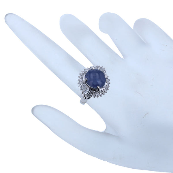 Pt900 プラチナ スターサファイア8.48ct ダイヤ0.75ct リング 指輪 レディース 12号 【中古】