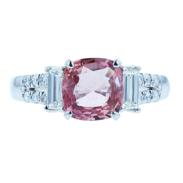 Pt900 プラチナ パパラチアサファイア1.596ct ダイヤ0.39ct リング 指輪 レディース 12号 【中古】