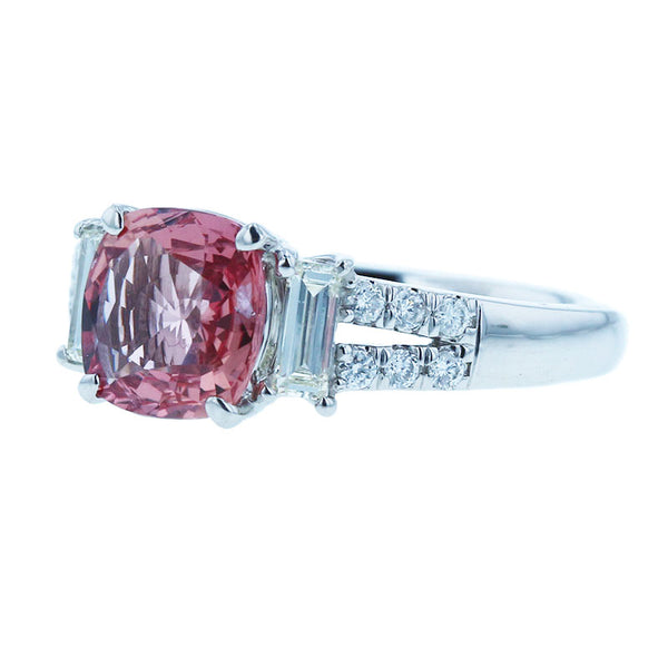 Pt900 プラチナ パパラチアサファイア1.596ct ダイヤ0.39ct リング 指輪 レディース 12号 【中古】