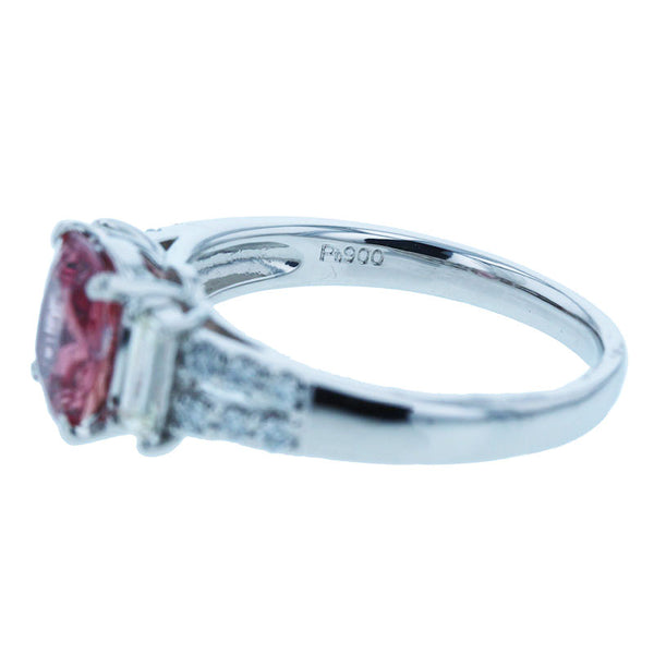 Pt900 プラチナ パパラチアサファイア1.596ct ダイヤ0.39ct リング 指輪 レディース 12号 【中古】