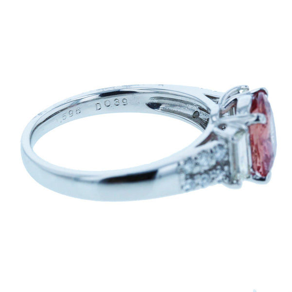 Pt900 プラチナ パパラチアサファイア1.596ct ダイヤ0.39ct リング 指輪 レディース 12号 【中古】