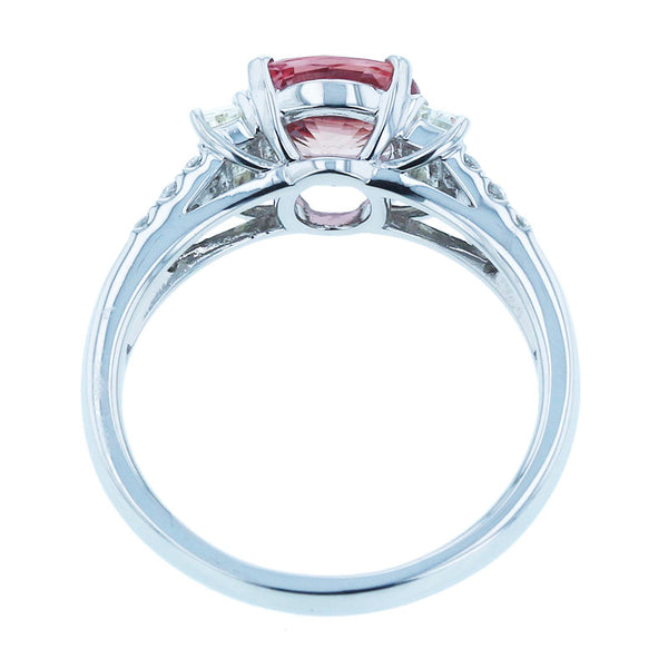 Pt900 プラチナ パパラチアサファイア1.596ct ダイヤ0.39ct リング 指輪 レディース 12号 【中古】