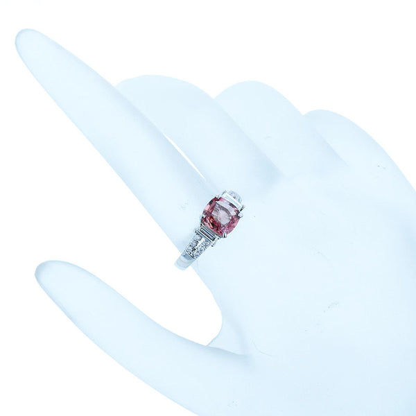 Pt900 プラチナ パパラチアサファイア1.596ct ダイヤ0.39ct リング 指輪 レディース 12号 【中古】
