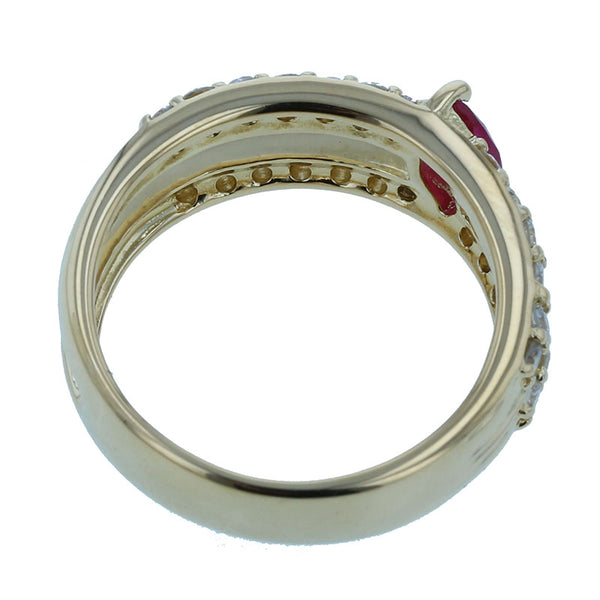 K18YG イエローゴールド ルビー0.32ct ダイヤ0.55ct リング 指輪 レディース 11号 【中古】