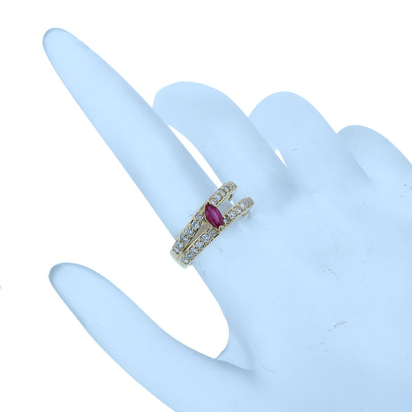 K18YG イエローゴールド ルビー0.32ct ダイヤ0.55ct リング 指輪 レディース 11号 【中古】