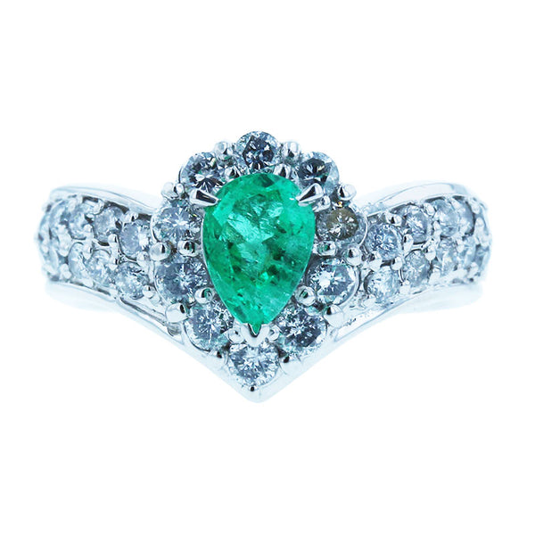 Pt900 プラチナ エメラルド0.65ct ダイヤ0.90ct リング 指輪 レディース 11.5号 【中古】