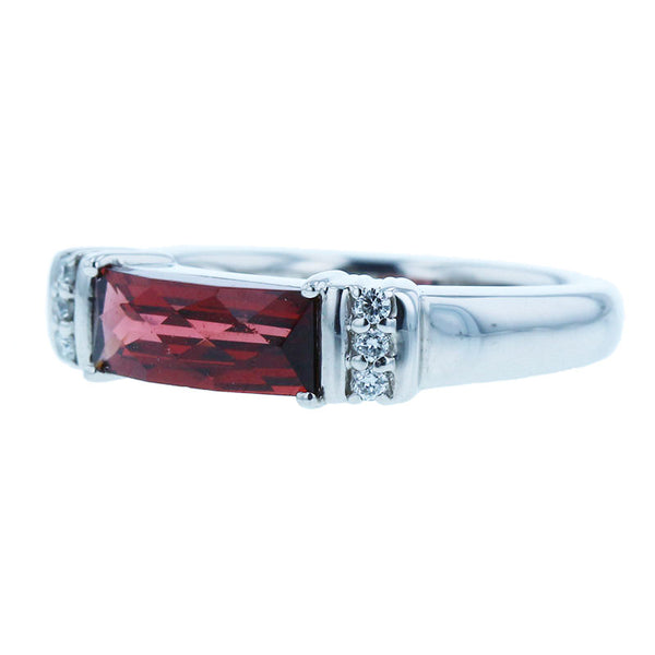 Pt900 プラチナ ガーネット ダイヤ0.06ct リング 指輪 レディース 10.5号 【中古】
