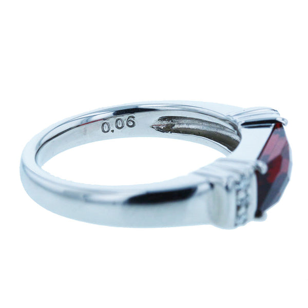 Pt900 プラチナ ガーネット ダイヤ0.06ct リング 指輪 レディース 10.5号 【中古】