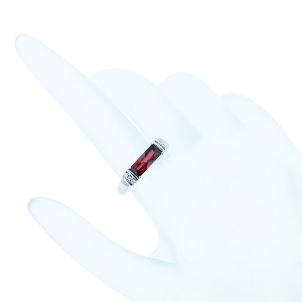 Pt900 プラチナ ガーネット ダイヤ0.06ct リング 指輪 レディース 10.5号 【中古】