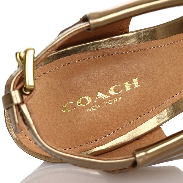 コーチ パンプス ゴールド レザー レディース COACH 【中古】