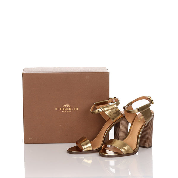コーチ パンプス ゴールド レザー レディース COACH 【中古】