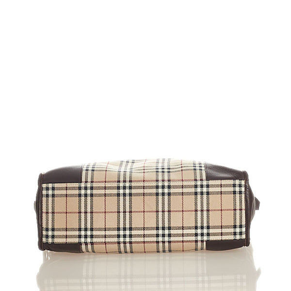 バーバリー ノバチェック ベージュ ブラウン キャンバス レザー ボストンバッグ レディース BURBERRY 【中古】