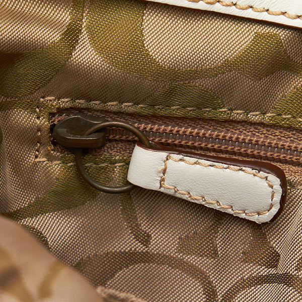 コーチ レガシーホーボー M05K-105 ホワイト ベージュ ストロー レザー ショルダーバッグ レディース COACH 【中古】