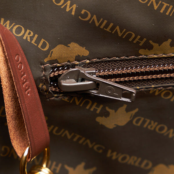 ハンティングワールド サファリ グリーン ブラウン キャンバス レザー ショルダーバック トートバッグ メンズ HUNTING WORLD 【中古】