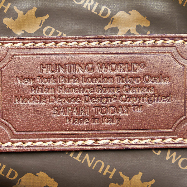 ハンティングワールド サファリ グリーン ブラウン キャンバス レザー ショルダーバック トートバッグ メンズ HUNTING WORLD 【中古】