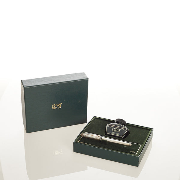 クロス SV925 シルバー K18YG イエローゴールド 万年筆 インク セット メンズ CROSS 【中古】